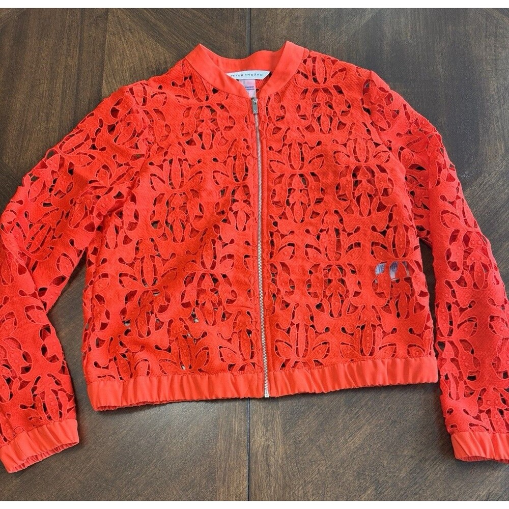 Peter Nygard Red Cut-out Detail Zip up jacket Size 6
